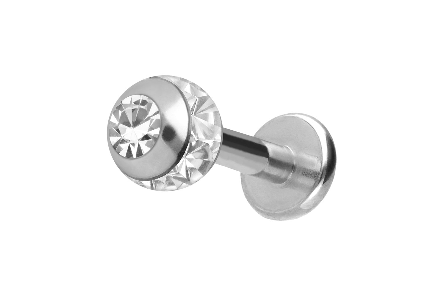 Chirurgenstahl Labret Piercing EPOXY-RING-KUGEL + KRISTALL